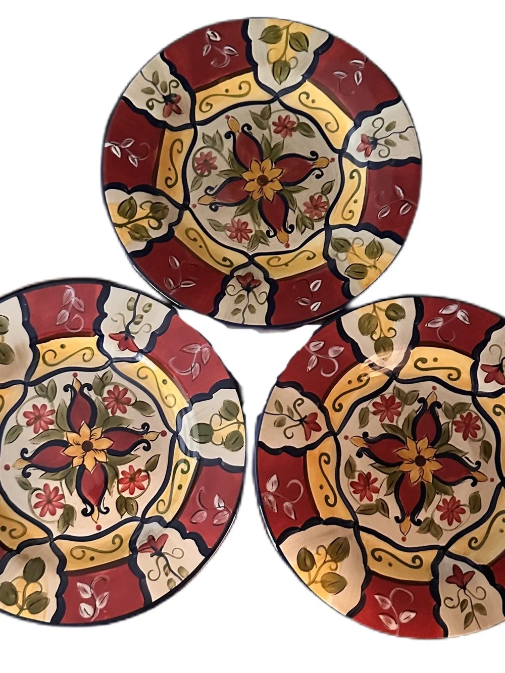 Pier 1 Imports HandPainted Earthenware Plates Vallarta Ceramic Plate Trio